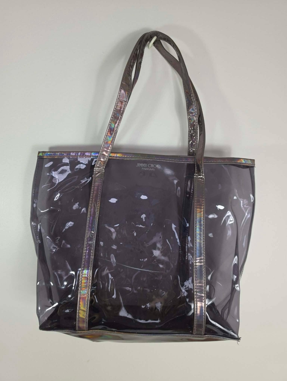 Jimmy Choo Clear Black Iridescent Tote Bag